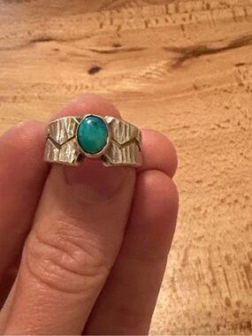 925 silver and 14k gold turquoise ring